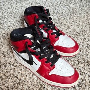 Nike Air red and black high top sneakers